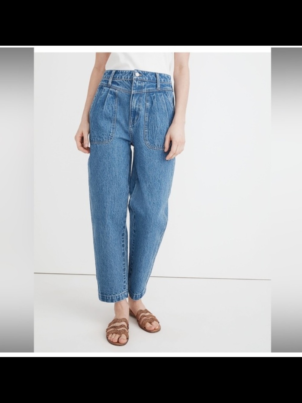 Madewell High-Rise Baggy Tappered Women’s Jeans in Medium Blue